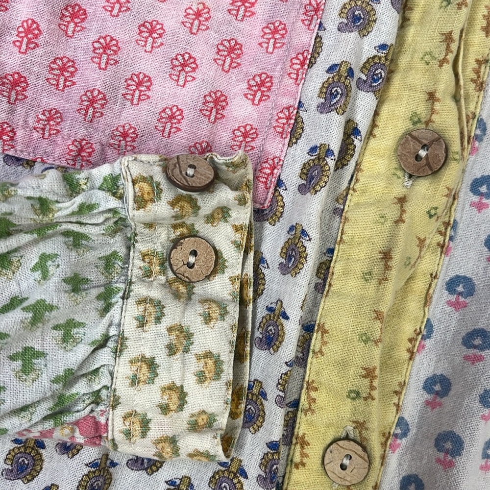 Sacred Threads Colorful Patchwork Button Down Shi… - image 7